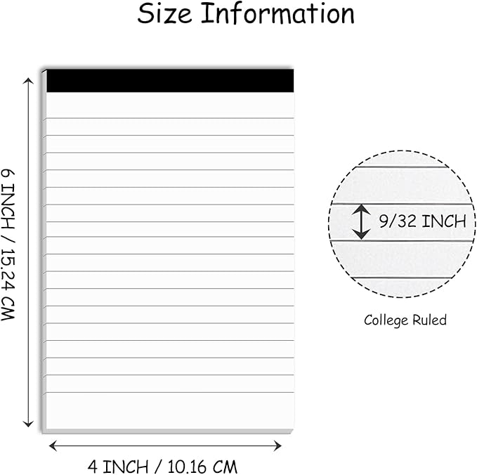 Notepad for Daily Planning and Organization of Work – 4 x 6-inches Lined Paper – Thick Bright White Paper – 30 Pages – Note Pads Ruled Pages – Pack of 10