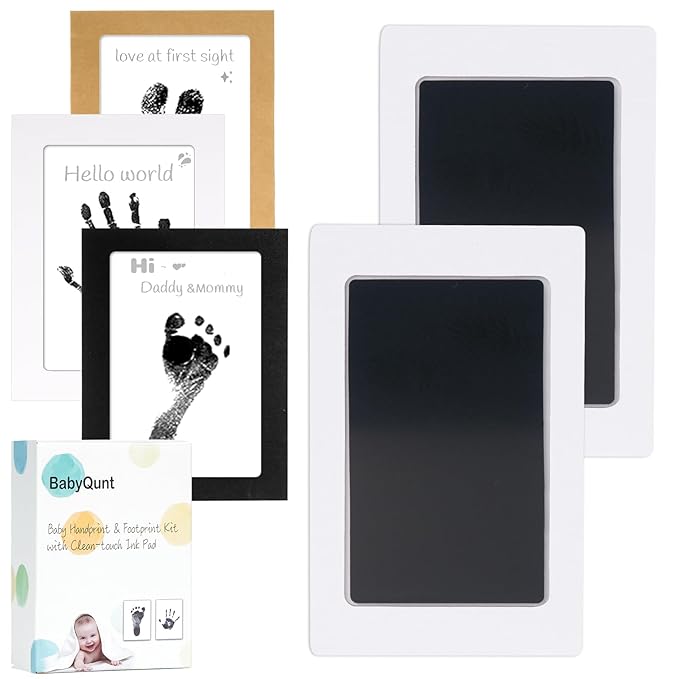 Inkless Baby Hand and Footprint Kit,Clean-Touch Ink Pad Kit,Safe No Mess Printing Infant Hand Foot Stamp,2 Pack Newborn Inkless Print Pads Best Keepsake or Gifts for Family