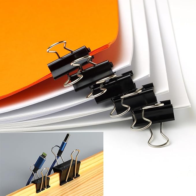 48 PCS Medium Binder Clips, 1-1/4 inch 32mm Binder Clips, Paper Clamps Medium Size for Office, Home, School, Document Organizing (1.25 inch)