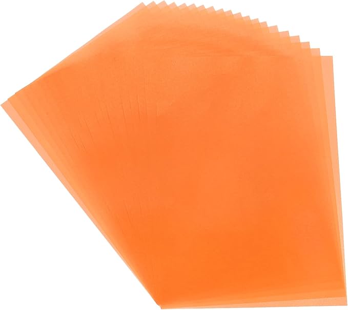 MECCANIXITY Colored Vellum Paper, 40 Sheet Orange Transparency 11.7 x 8.2 Printable Vellum Paper, Translucent Vellum Sheets for Printing Wedding Invitations, Ink Jet Laser Printer