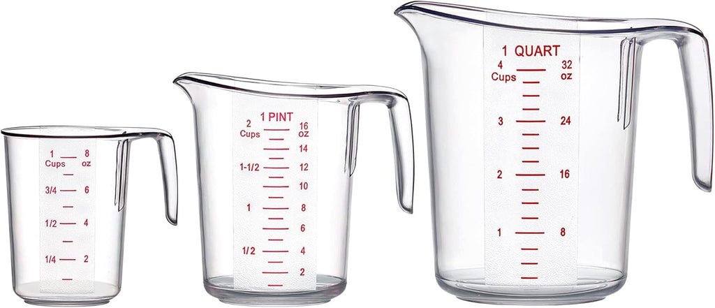 Amazing Abby - Melissa - Plastic Measuring Cups (3-Piece Set), Food-Grade Measuring Jugs, 1/2/4-Cup Capacity, Unbreakable, Stackable, Dishwasher-Safe, Great for Oil, Vinegar, Flour, and More