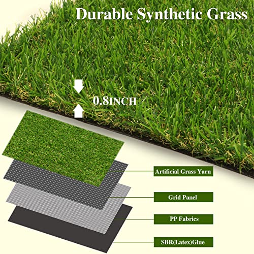 Weidear Artificial Grass 3 ft x 12 ft, 0.8 inch Fake Grass Mat, 4 Tones Synthetic Turf Rug, Indoor Outdoor Turf Grass for Dogs Pets/Patio Lawn Landscape Garden, Customized Sizes - size: 3X12ft
