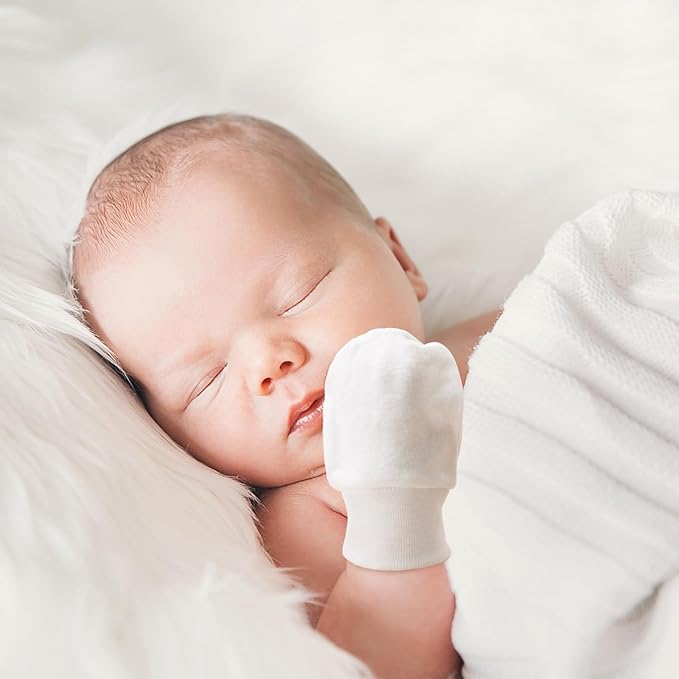 Newborn Baby Mittens No Scratch Cotton Elastic Wrist Gloves Infant Toddler Mittens for Baby Boy Girl 0-6 Months
