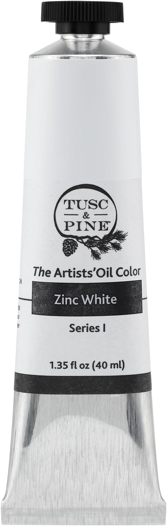 Tusc & Pine Artist Oil Paint - Zinc White, 40 ml, Non-Yellowing, Rich & Creamy Consistency, Maximum Pigment Load, Small Batch Milled Oil Paints Made in the USA for Professional Artists