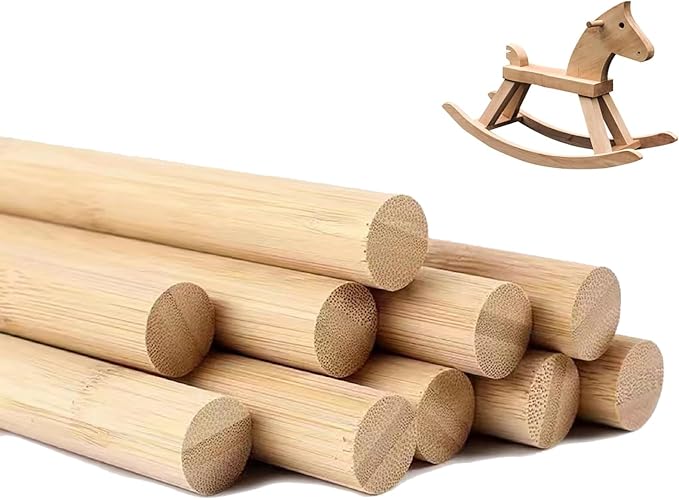 1 x 24 Inch 2 PCS Dowel Rods Wood Sticks Wooden Dowel Rods Unfinished Bamboo Sticks - for Crafts,Home Decor, Model Making and DIYers