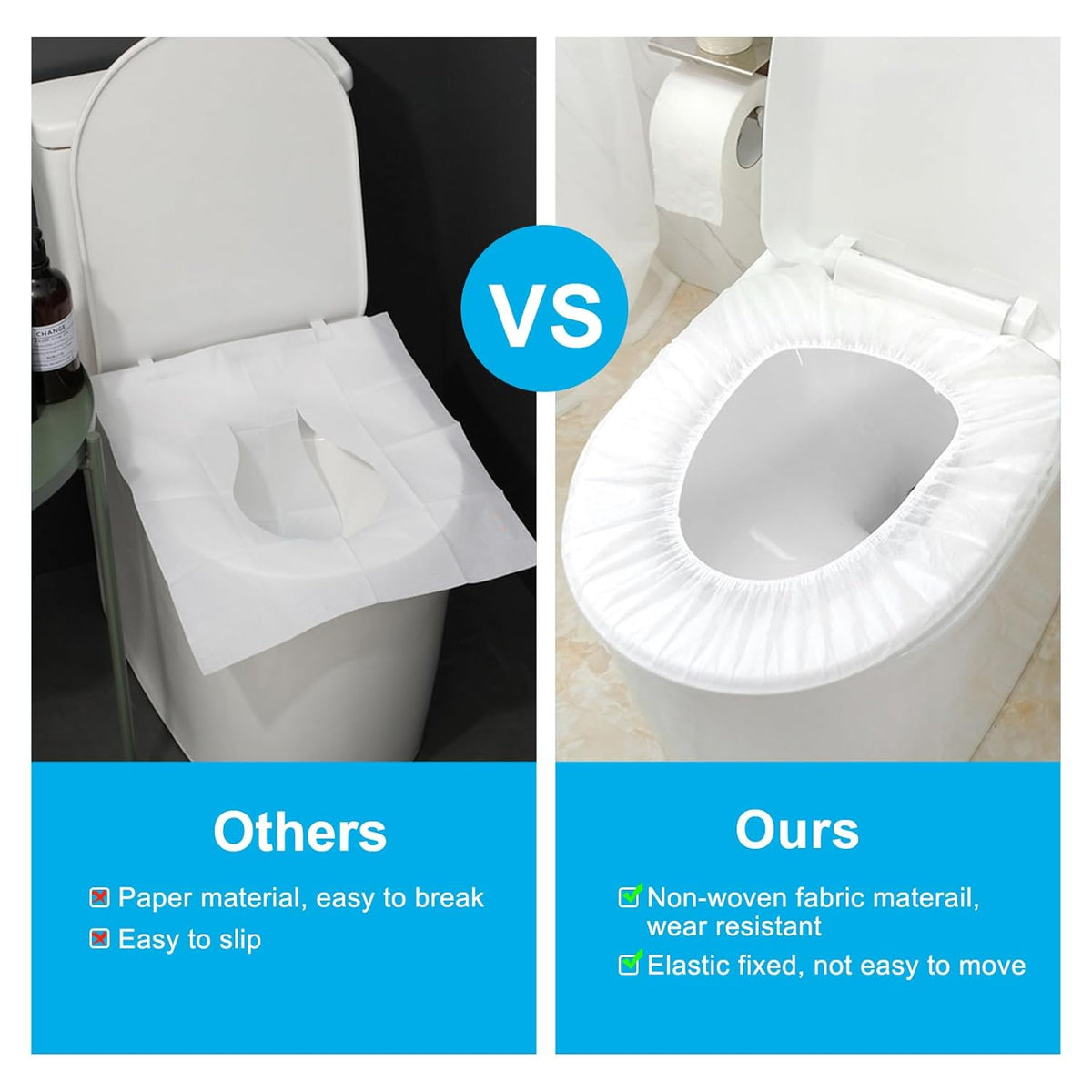 100 Pack Disposable Toilet Seat Cover Waterproof Non-Woven Fabric, Disposable Toilet Seat Covers for Travel, Disposable Seat Covers for Outing Hotel Hospital Public Toilet (Individual Package