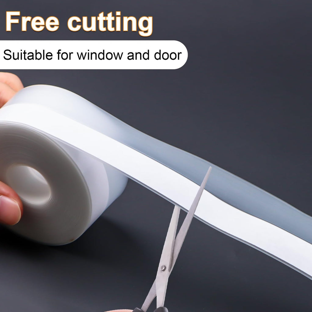 FOURGUN Silicone Weather Stripping Seal Door Tape 25 MM * 16.5FT Insulates Soundproofs Perfect for Door Frames Windows Bathroom Shower Glass Gaps Blocks Cold Air Rain
