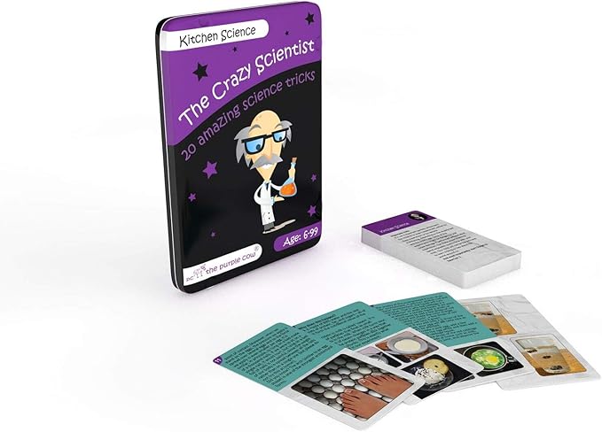 The Purple Cow The Crazy Scientist Tricks Card Set, Kitchen Science, Educational Games for Young Kids 6 Years and Older, Instructions Inside – Amazing STEM Learning