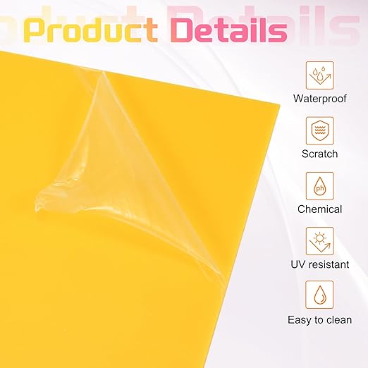 uxcell 2Pcs Acrylic Sheets 12x8 Inch Acrylic Panel 1/8 Inch-3mm Plastic Board for Picture Frames Sign Holders DIY Display Projects Craft, Yellow