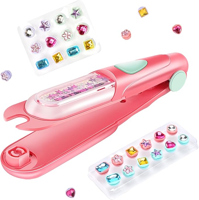 Hair Gem Stamper Kit, Bling Hair Jewels for Girls Toys, Hair Styling Tool with Reusable Shining Diamonds, Birthday Gifts Toys for Girls Ages 3 4 5 6 8-12