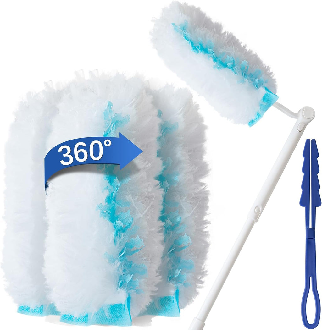 20 Duster Refills & 2 Handle for Cleaning Home & Car, Heavy Duty Multi Surface Duster Refills for Office, Blinds
