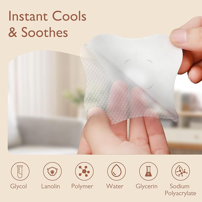 Cooling Nipple Pads for Breastfeeding: Hydrogel Gel Pad Instant Cooling Relief | Promotes Healing Irritated Nipples - 4Packs(8 Count)