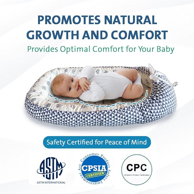 Baby Lounger – Portable Baby Lounger Pillow & Adjustable Baby Nest for 0-24 Months, Soft Infant Floor Seat & Breathable Infant Lounger for Home & Travel