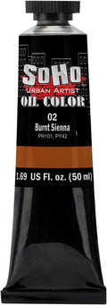 Soho Urban Artist Oil Paint - Burnt Sienna, 50 ml Tube - Best Valued Oil Colors for Painting, Excellent Pigment Load