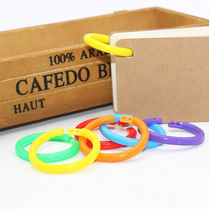 Haploon 175-Pack 1.1" Plastic Binder Clips Plastic Loose Leaf Rings Multi-Color Loose-Leaf Book Rings for School/Office, Swatches & Document Organization (7 Colors)