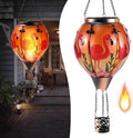 Hot Air Balloon Solar Lantern - Flamingo Stained Glass Lantern, Simulated Flickering & Dancing Flame, Outdoor Hanging Yard Light Waterproof IP65 for Patio Lawn Porch Decor Gift