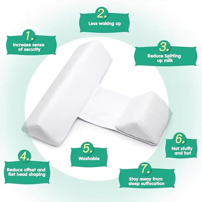 Baby Side Sleeper Weddge Adjustable Soft and Breathable Newborn Pillow