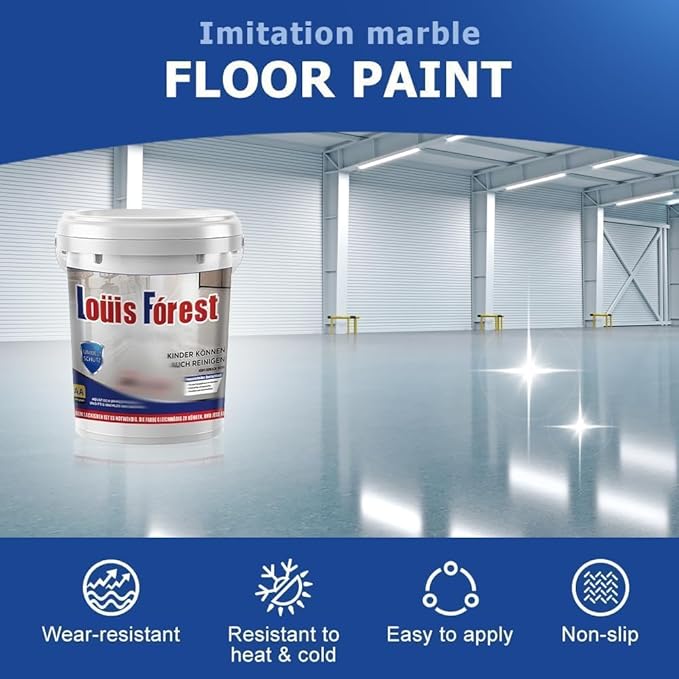 Louis Forest Epoxy Floor Paint, High-Gloss Marble Effect Coating, Epoxy Colored Sand Floor Paint, Wear-Resistant and Non-Slip for Indoor Outdoor (0.5KG-Sea gray)
