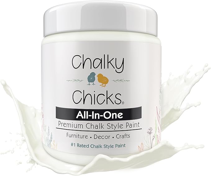Chalky Chicks All-in-One Chalk Paint for Furniture or Cabinet - 4 Fl Oz - Matte Finish Buttermilk (White) for Metal, Wood Furniture Paint - No Sanding All-in-One for Home Decor & Crafts, USA Made