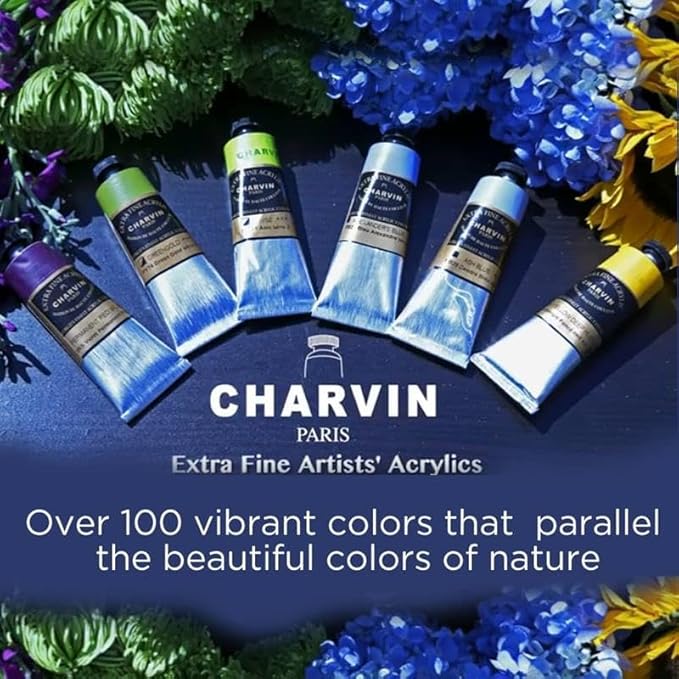 Charvin Extra Fine Professional Acrylic Paint - Ocean Blue, 60ml Tube, Triple-Milled, Lightfast Pigments, Open Stock Artist Acrylic Paints in Nature-Inspired Hues