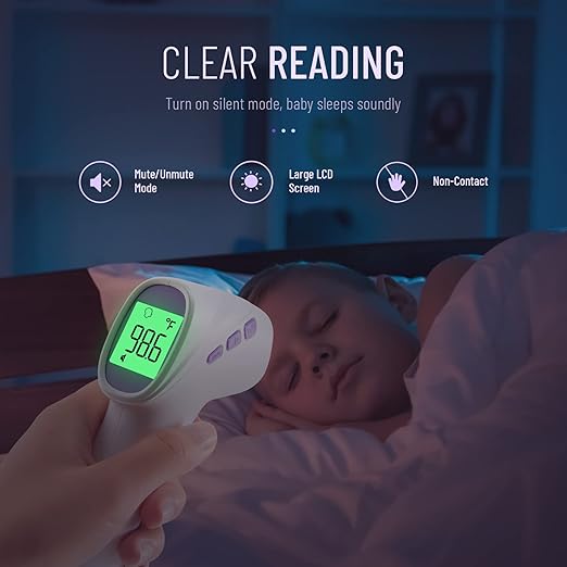 No-Touch Thermometer for Adults and Kids, Digital Thermometer with Fever Alarm, Fast Accurate Results, Easy for All Ages, FSA Eligible (Purple)