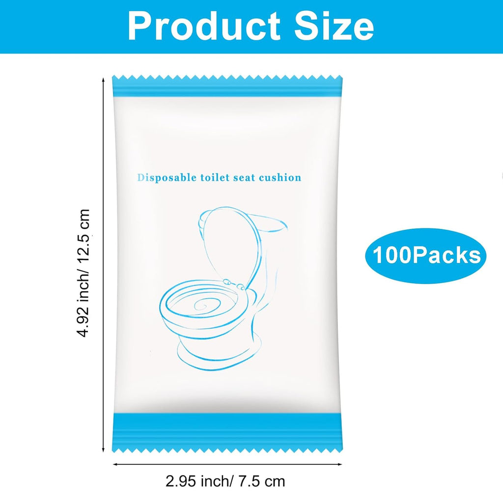 100 Pack Disposable Toilet Seat Cover Waterproof Non-Woven Fabric, Disposable Toilet Seat Covers for Travel, Disposable Seat Covers for Outing Hotel Hospital Public Toilet (Individual Package