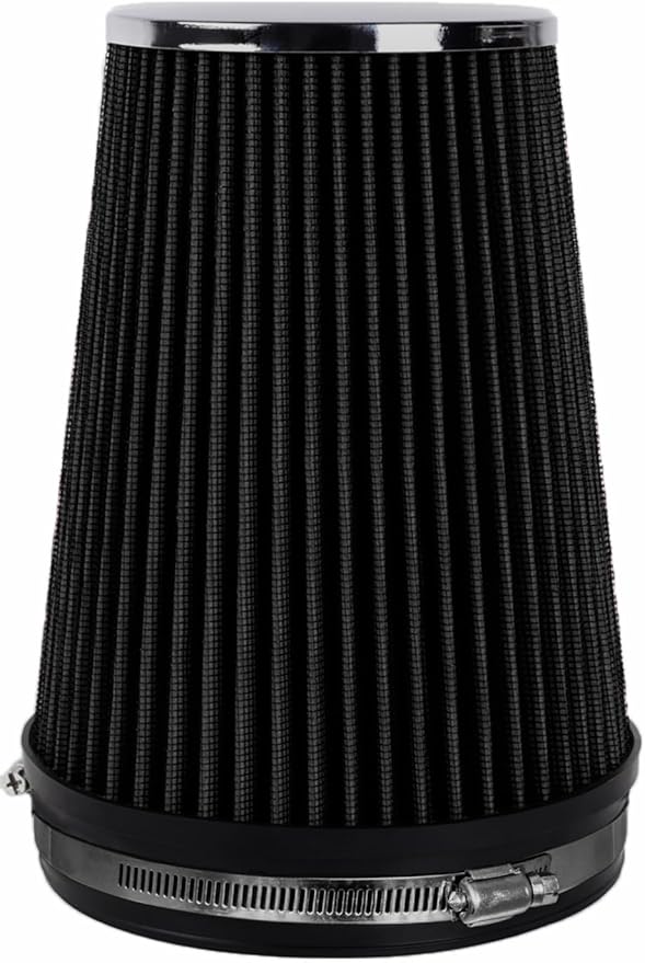 6" Inlet Cold Air Intake Filter Cone Replacement Performance Washable Clamp-On Dry Air Filters Black (8" Tall)
