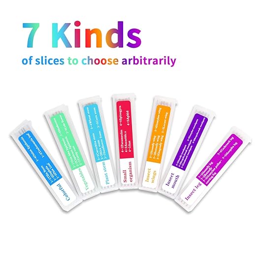 35PCS Prepared Microscope Slides with 7 Types Specimens, Insect/Plant Glass Sample Slide for Kids Adults Family Preschool Education Scientific Enlightenment