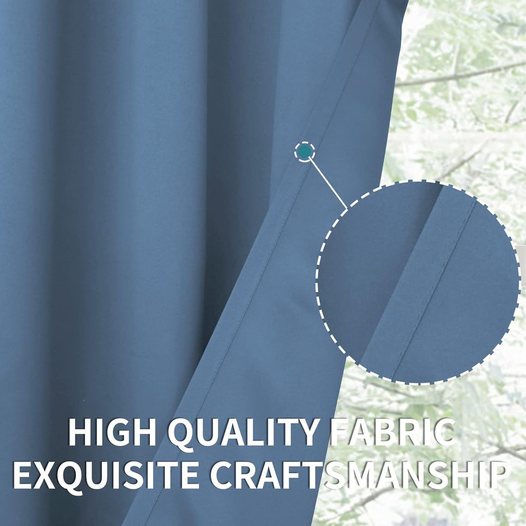 BGment Denim Blue Blackout Curtains 36 Inches Long for Kitchen Cafe Window - Half Window Drapes with Rod Pocket Short Length Privacy Protection Blinds for Rv Bedroom Bathroom, 34 x 36 Inch, 2 Panels