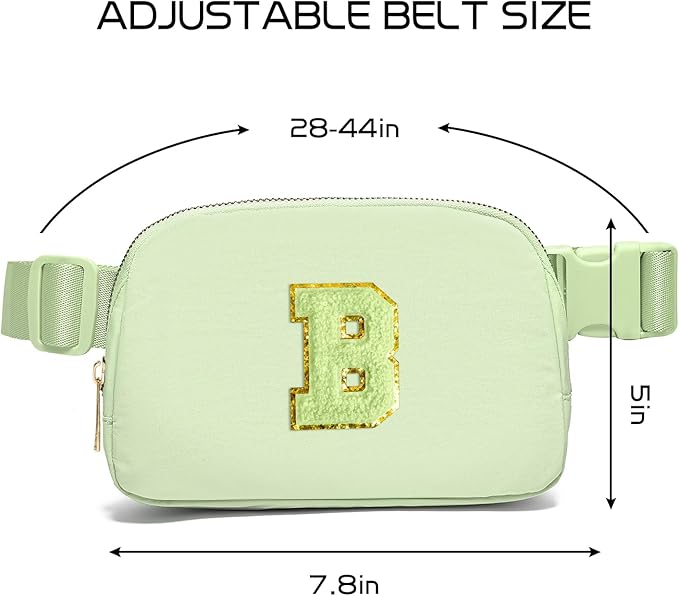 Gitus Gifts for 8 9 10 11 12 Year Old Girls Belt Bag Fanny Pack Crossbody Bags with Initial Letter Patch Cute Stuff Birthday Gifts for Teen Girls Women Personalized Trend Stuff (Light Green-B)