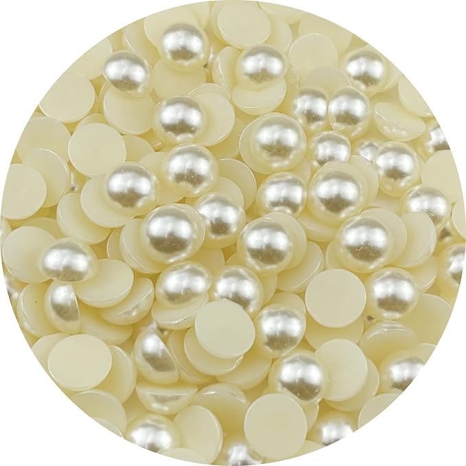 200pcs 14mm Half Pearls for Crafts Flatback Round Half Pearl Beads for Jewelry Making Nail Art Scrapbook Craft Wedding Dress Decoration(Ivory White)