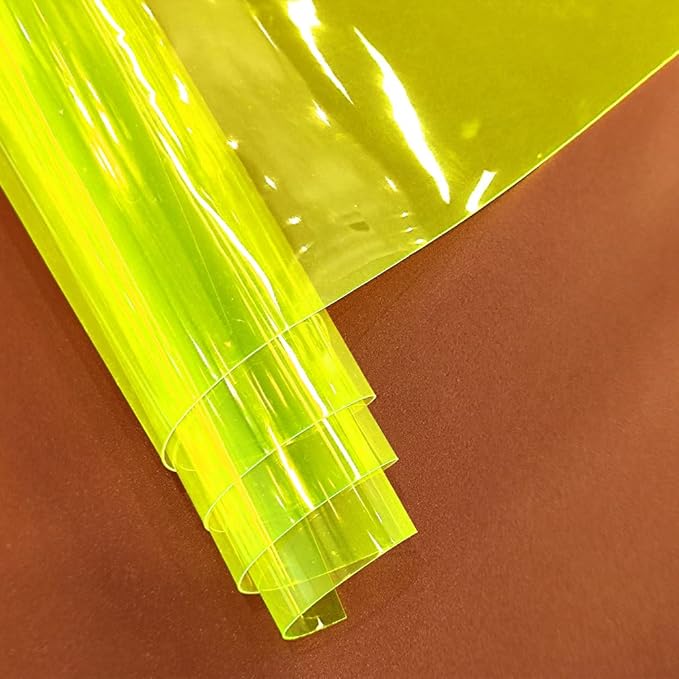 HYANG Yellow Solid Colors Transparent PVC Super Clear Holographic Vinyl 1 Roll 12" x 47" (30cm x 120cm) for DIY Bows Earrings Bags DIY Crafts Making
