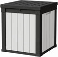 50 Gallon Storage Box, Waterproof Deck Box for Indoor & Outdoor Use, Lockable Pool Storage Bin for Package Delivery, Outdoor Bench for Patio Cushions, Garden Tools, Backyard, Black & White