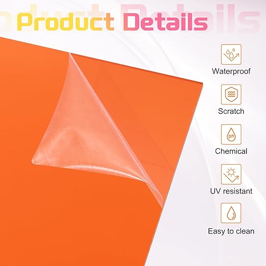 uxcell 3Pcs Acrylic Sheets 12x6 Inch Acrylic Panel 1/8 Inch-3mm Plastic Board for Picture Frames Sign Holders DIY Display Projects Craft, Clear Orange