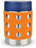 LunchBots Thermal 12 oz Triple Insulated Thermos - Hot 6 Hours or Cold 12 Hours - Leak Proof Thermos Soup Jar - All Stainless Interior - Navy Lid - Orange Dots