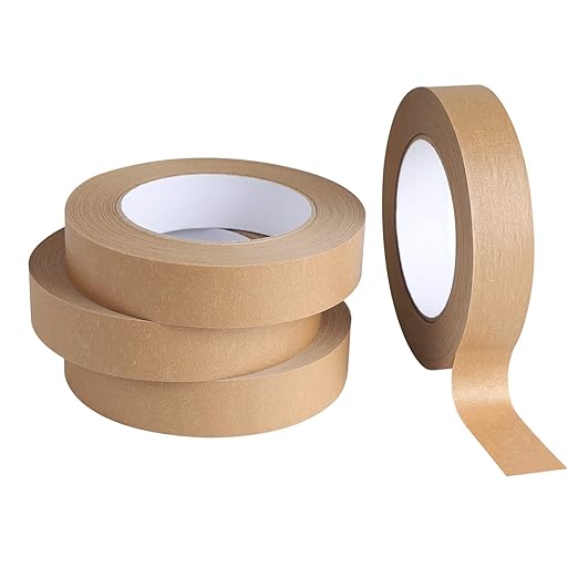 Lichamp 4 Pack Brown Painters Tape 1 inch, Brown Masking Tape 1 inch x 55 Yards x 4 Rolls (220 Total Yards)