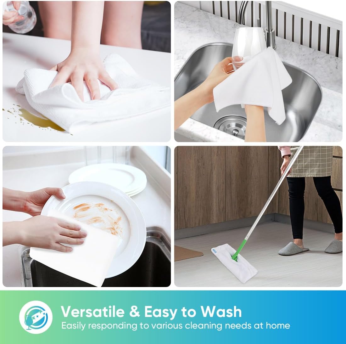 HOMEXCEL White Microfiber Cleaning Cloth, 12 Pack Premium Microfiber Towels for Cars, Lint Free, Scratch-Free, Highly Absorbent, Reusable Cleaning Rags for Car, Household, Kitchen, Window, 11.5"X11.5"