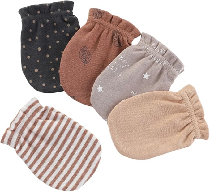 5 Pack Unisex New Born Boy Girls No Scratch Mittens Cotton Soft Baby Gloves Accessory 0-3 Months Infant Essentials