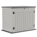 Amopatio Horizontal Outdoor Storage Shed, 34.5 Cu Resin Outdoor Storage Cabinet Waterproof, Outside Cabinet Weather Resistant for Trash Cans, Lawn Mower, Garden Tools, Patio Furniture, Light Grey