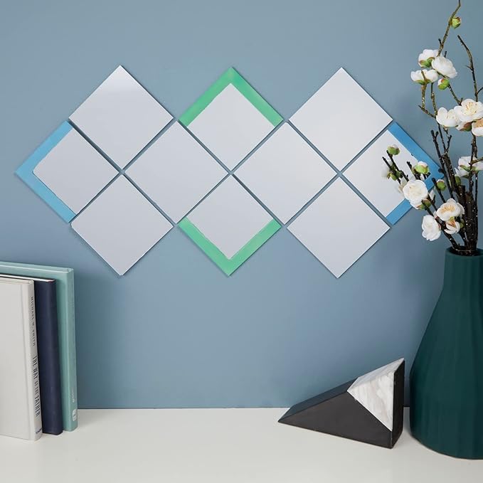 Bright Creations Square Mirror Tiles - 4 in, Silver, Pack of 50 - for Crafts & Table Centerpieces - Mirror Mosaic Tiles