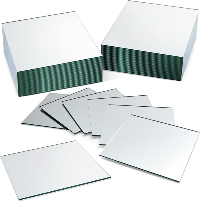 Bright Creations Square Mirror Tiles - 4 in, Silver, Pack of 50 - for Crafts & Table Centerpieces - Mirror Mosaic Tiles