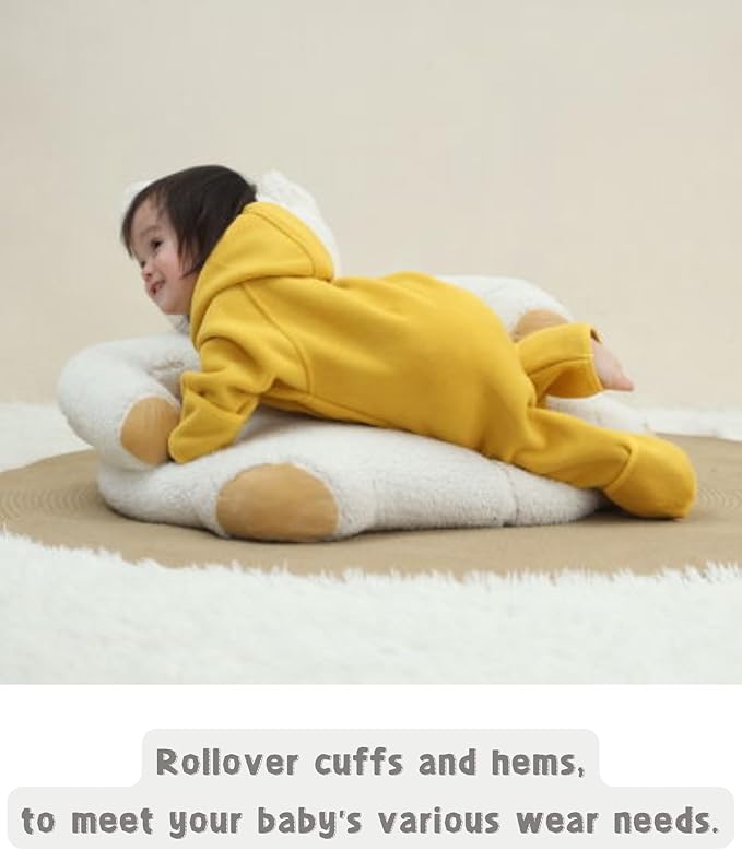 Newborn Baby Fleece Jumpsuit Girls Boys Winter Hooded Coverall Romper Cute Baby Snowsuit Clothes