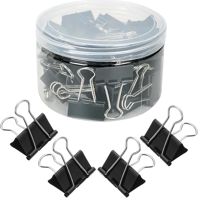48 PCS Medium Binder Clips, 1-1/4 inch 32mm Binder Clips, Paper Clamps Medium Size for Office, Home, School, Document Organizing (1.25 inch)