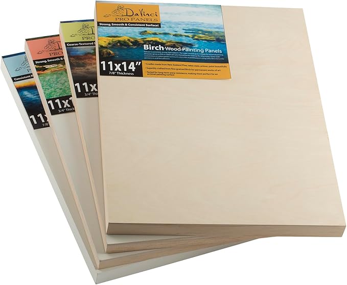 DaVinci Wood Panel Pro Ultra Smooth Gesso Panels 3/4 inch Panel (Single) 3x9 inch - 12 Pack
