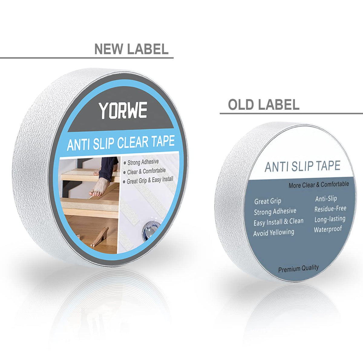Anti Slip Tape Transparent, More Clear and Comfortable Safety Track Tape (1" Width x 190" Long, Clear)