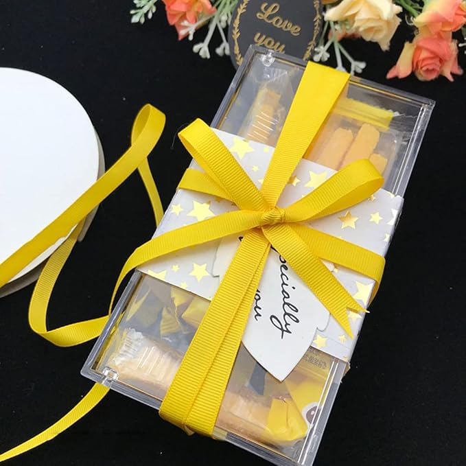 LIUYAXI 1/4" X 50 Yards Solid Yellow Grosgrain Ribbon, Perfect for Crafts, Wedding Decor, DIY Hair Accessories, Sewing, Gift Package Wrapping and More
