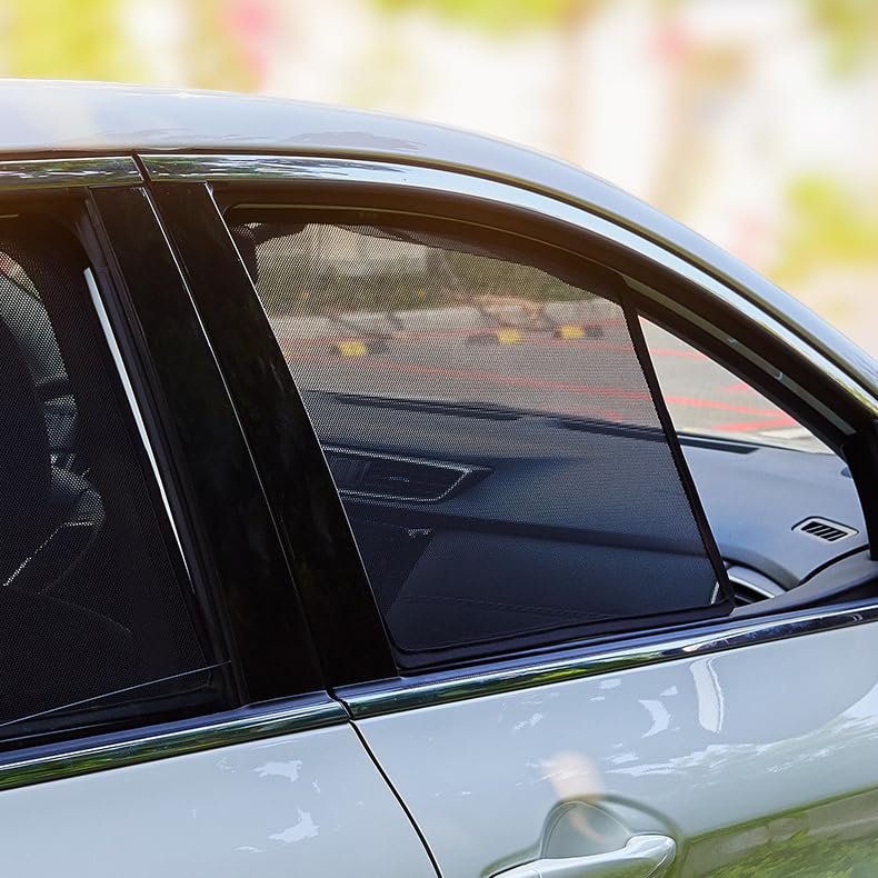 Car Sunshades for Tesla Model S 2012, Windshield Breathable Portable Visor Sunproof UV Rays Privacy Protection Blocking Mosquito,A/2pcs Side - color: A/2pcs Side