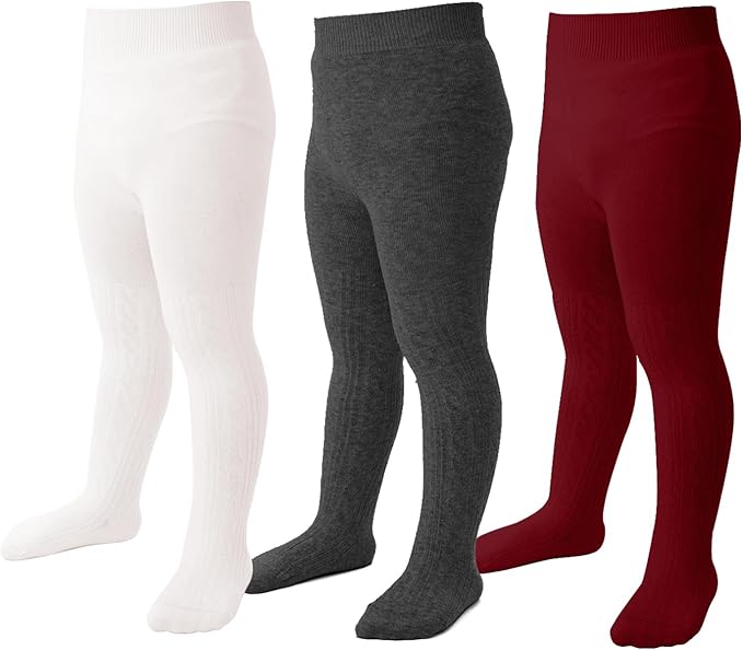 Marchare Baby Girls Tights Thick Solid Cable Knit Leggings Winter Warm Stockings For Toddler Girls 1/2/3/4/5 Pack
