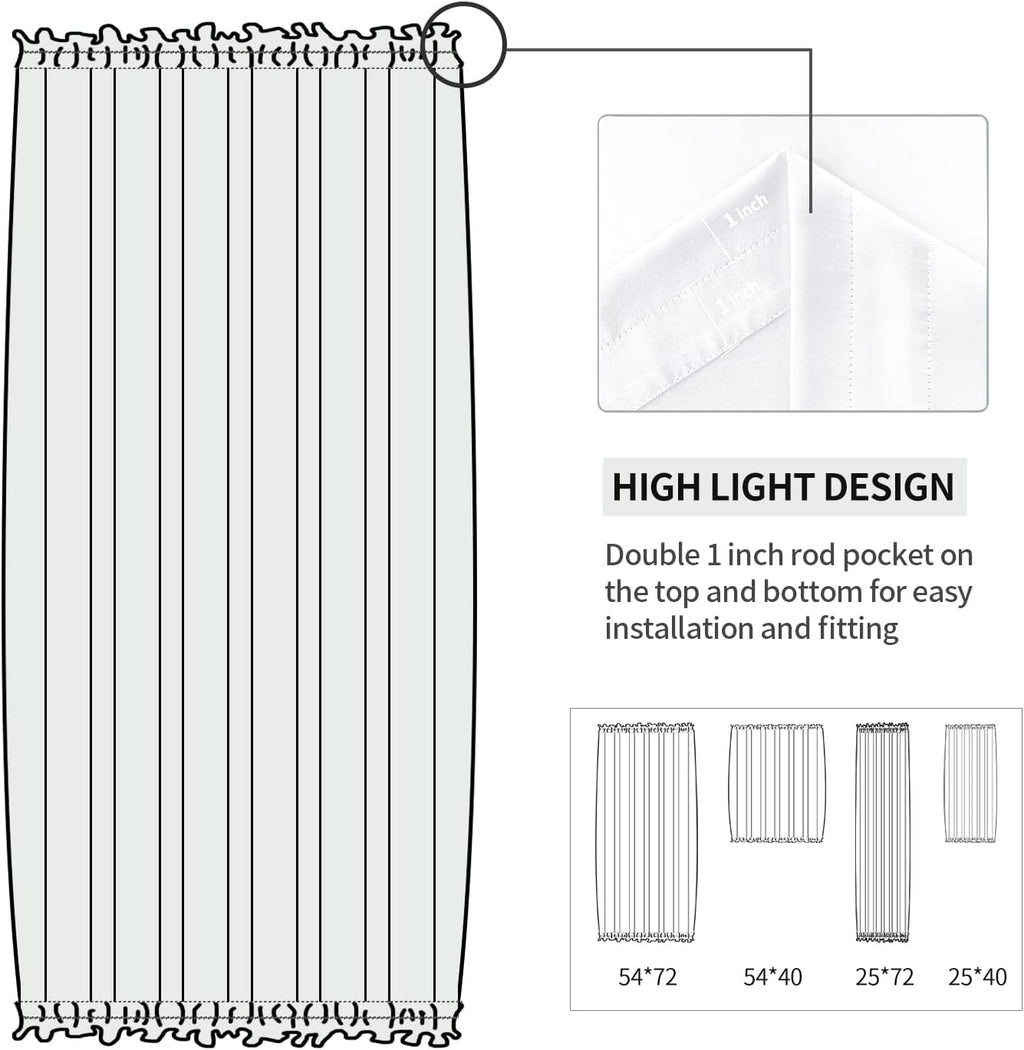 DWCN French Door Curtains – Rod Pocket Thermal Curtain for Doors with Glass Window, Kitchen and Patio Doors for Privacy, 25 X 72 Inches Long, 1 Curtain Panel with Tieback, Pure White