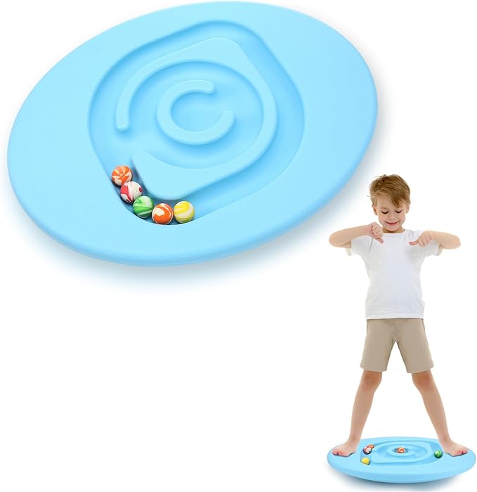 Maze Balance Board for Kids Plastic Wobble Rocker Balance Board with Mini Balls Load 170lb for Balancing Exercise Equipment Game Girls Boys Physical Therapy, 18.5 x 14.57 Inches